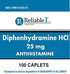 Diphenhydramine 25 mg Generic Allergy Medicine, Antihistamine - 100 Capsules per Bottle, Pack of 2