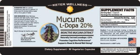 Mucuna Pruriens Capsules, Dopamine & Mood Support, 20% L-Dopa Extract, Vegan, 90 Capsules