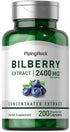 Piping Rock Bilberry Extract Capsules 2400mg, 200 Count, Vegetarian, Non-GMO, Gluten Free Supplement