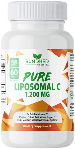 Pure Liposomal Vitamin C, 1200mg, Immune System & Collagen Health Booster, Helps Anti-Aging Skin Vitamins, Sodium