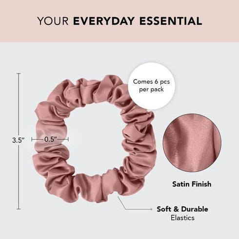 Kitsch Terracotta Satin Hair Scrunchies for Women Softer Than Silk Ponytail Holders 5 Count