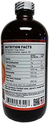 Natural Liquid Vitamin C with Rose Hip, Amla, Camu Camu, Acerola, 16 OZ Glass Bottle (1 Pack)