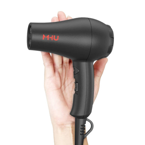 Professional Mini Travel Hair Dryer for Kids, 1000 Watts Ceramic Ionic Blow Dryer, Black