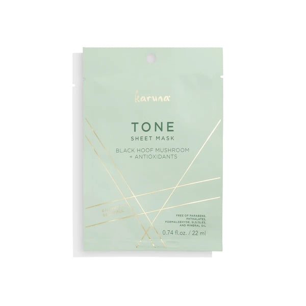 Karuna Skin TONE Facial Mask, Hydrating Face Masks with Black Hoof Mushroom & Antioxidants, 0.74 fl. oz./22 ml