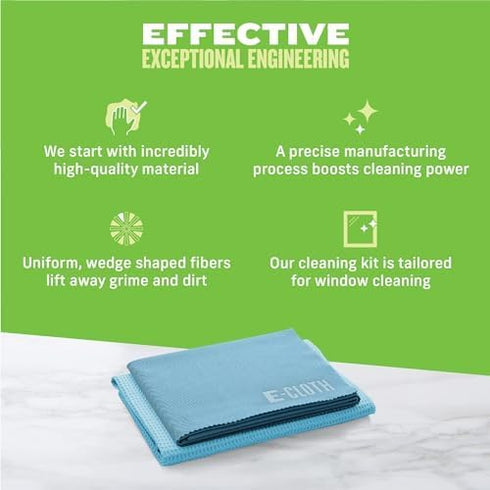 E-Cloth Window Cleaner Kit - Microfiber Towel Cleaning Kit for Streak-Free Windows, Car Windshield, Mirrors - Alaskan