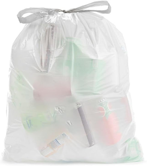 Ultrasac 4 Gallon White Drawstring Trash Bags, 100 Pack, 0.7 MIL for Bathroom, Bedroom, & Office