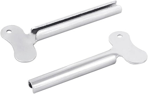 Labriciyon 2 Pcs Silvery Metal Tube Squeezer Keys, Tube Toothpaste Squeezer Keys Metal