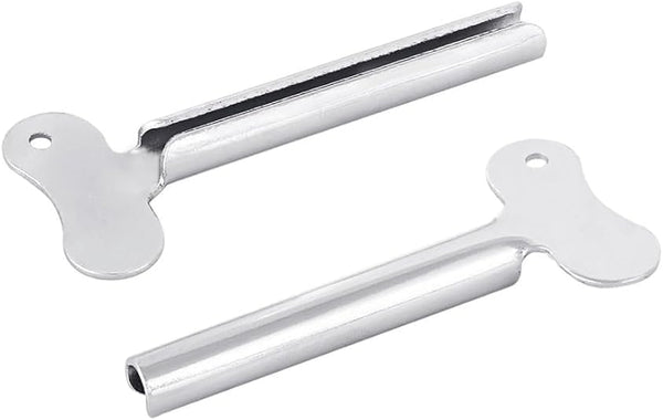 Labriciyon 2 Pcs Silvery Metal Tube Squeezer Keys, Tube Toothpaste Squeezer Keys Metal
