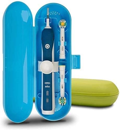 Plastic Electric Toothbrush Travel Case for Oral-B Pro Series, 2 Packs (Blue & Green)