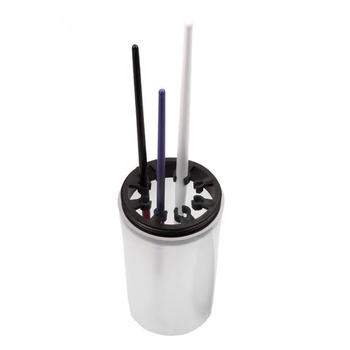 Nail Art Brush Cleaner Cup - 1 Piece Holder Remover for UV Gel Pen Polish with Multiple Size Slots, Black Lid