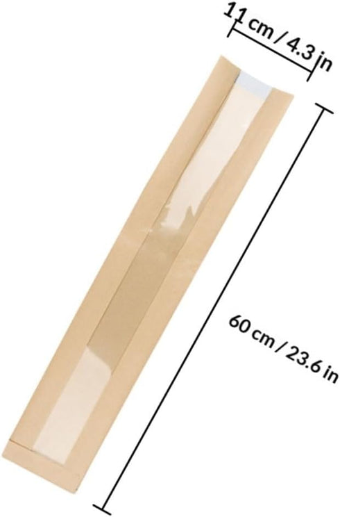 ZUNOXAZ 50pcs Packaging, Kraft Paper Bread Bags with Window for Loaf Baking Wrapping Pouches Suitable for Bakery