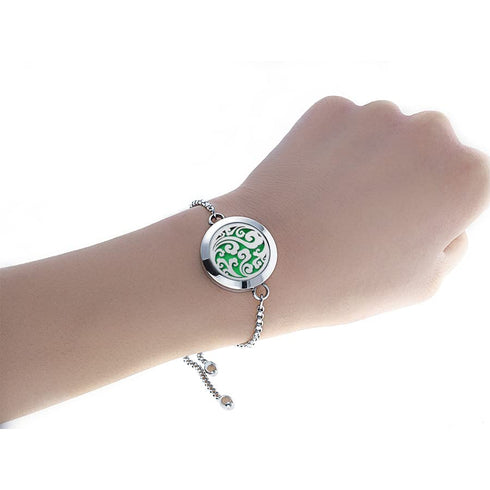 Popeoiuh 25mm Set Essential Oil Diffuser Bracelets Diffuser Locket Chain Lucky Clouds Diffuser Bracelet Stainless Steel