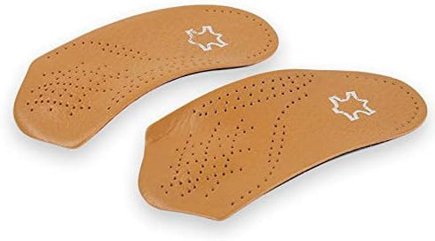 Leather Orthotic Inserts with Metatarsal Pad, 3/4 Arch Support Insoles for Men and Women (EU43-44/US M10-11)