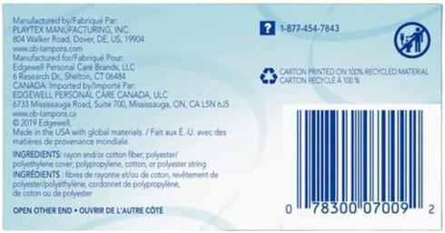 o.b. Tampons, No Applicator, Unscented - 40ct, Applicator-Free, Feminine Care, Period Products - 2 Pack