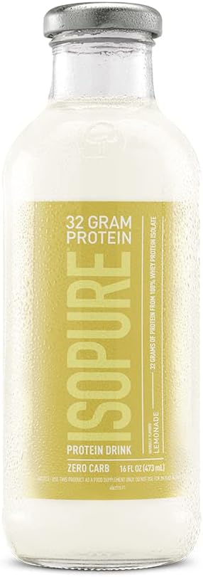 Isopure Zero Carb 32g Protein Ready-to-Drink, Whey Protein Isolate, Lemonade, 16 Fl Oz (12 Bottles)