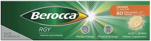 Berocca Energy Effervescent Tablets, Vitamin B & C, Orange Flavour, 60 Pack