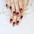 YUNAI 24 PCS Medium Length Full Cover False Nails - French Ellipse Red Wine Oblique Leopard Fake Nails