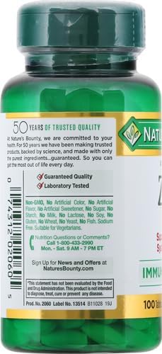 Nature's Bounty Zinc 50 mg Caplets, 100 Count