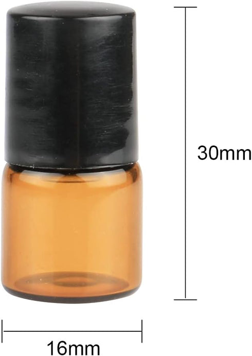 Wresty 25 Pcs Essential Oil Glass Roller Bottles, Mini Refillable Amber Glass Roll On Bottles (1ml)