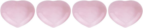 4pcs Healing Crystal Rose Quartz Carved Heart Shaped Shiny Stone, Reiki Balancing Semi-Precious Decor