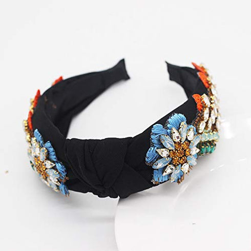 QTMY Rhinestone Crystal Headbands for Women, Hair Hoop Accessories Headwear Jewelry, 522 (Black)