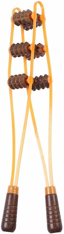 Wetandspicy Manual Roller Massager with Wooden Handles, Back and Neck Massage Tool, Full