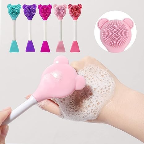 Pink Facial Cream Spatula, Silicone Face Mask Brush, Double Heads Skincare Applicator Tools for Facial Masks