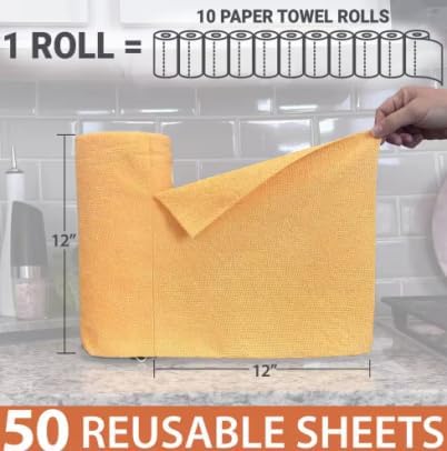 HDX 12x12 inches, 50 Pack Microfiber Cloth Roll - Easy Tear