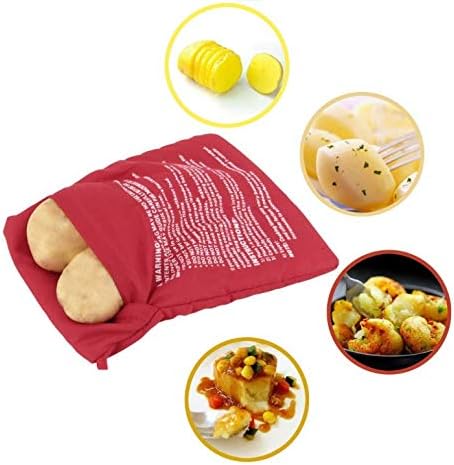 UPSTORE 4PCS 4 Red Microwave Potato Bags Reusable Baked Bag Potato Microwave Baking Pouches for Potato Pouch Cooking