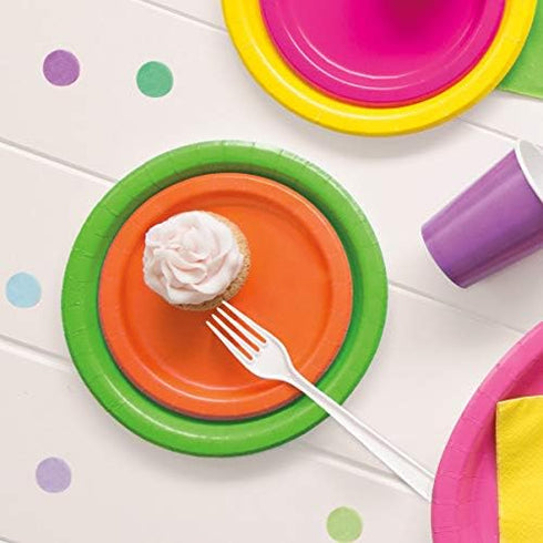 Lime Green Solid Round Paper Dinner Plates, 9", Pack of 16