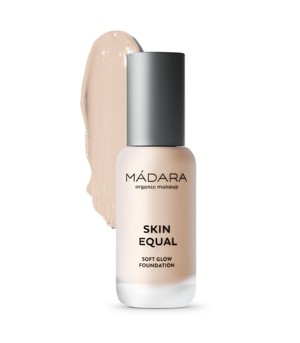 MÁDARA Organic Skincare Skin Equal Soft Glow Foundation SPF15, PORCELAIN IVORY 10-30ml, Vegan, Buildable Medium Coverage