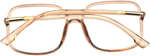 Shiratori Woman's New Retro Blue Light Blocking Glasses, Big Frame Nerd Eyeglasses (Brown)