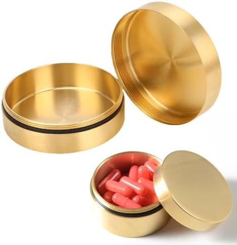 MOPFOL Brass Pills Case - Multifunctional Water Proof Sealed Storage Container for Home, Tea Leaves & Jewelry, Travel