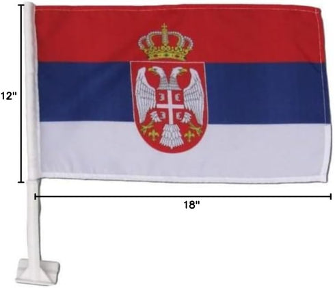 Moon (2 Pack) Country 12''x18'' Knives Serbia Car Window Vehicle Flag - Party Decorations Supplies For Parades - Prime
