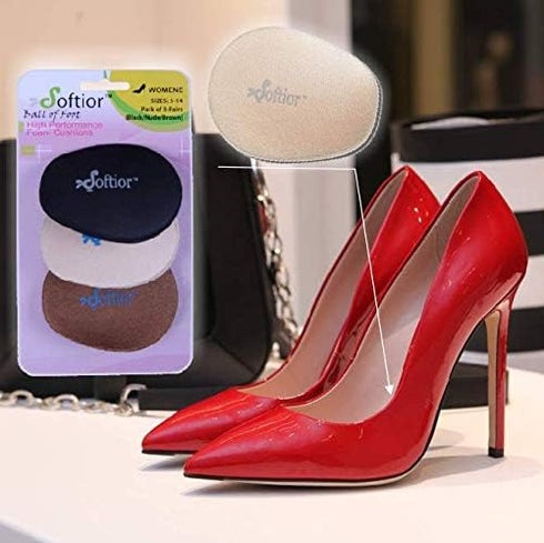 Ball of Foot Cushions for Women, 3 Pairs, Adhesive Foam High Heel Shoe Pad Inserts for Metatarsal Pain Relief