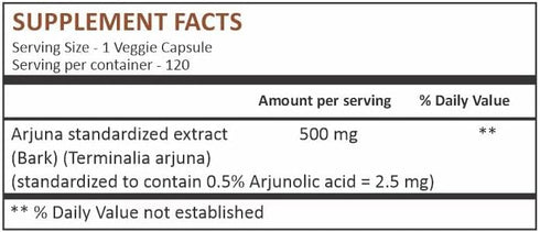 HERBAL HILLS Arjuna Capsules (Terminalia Arjuna) | 120 Count (500 mg) | Wellness and Health Supplements