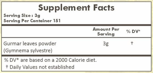 HERBAL HILLS Gurmar Powder (Gymnema sylvestre) | 16 Oz (454 GMS) | Helps Maintain Normal Glucose Levels