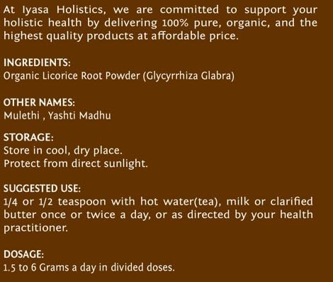 Organic Licorice Root Powder (Mulethi), Glycyrrhiza glabra, Natural Expectorant, Soothes Sore Throat, for Making Candies and Baking, Resealable Pouch of 8 oz