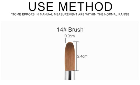 Nail Brush Kolinsky Sable Acrylic Nail Art Brush, Professional Red Wooden Brush (14#)