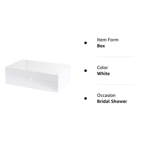 Purple Q Crafts White Hard Gift Box, 14" x 9" x 4" Rectangle Favor Box with Magnetic Closure Lid