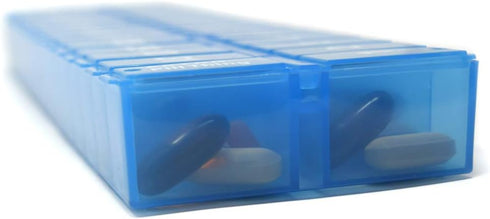 AM PM 31 Day Monthly Pill Planner Organizers - Large Compartment Pill Boxes for Entire Month (AM/PM Clear & Blue)