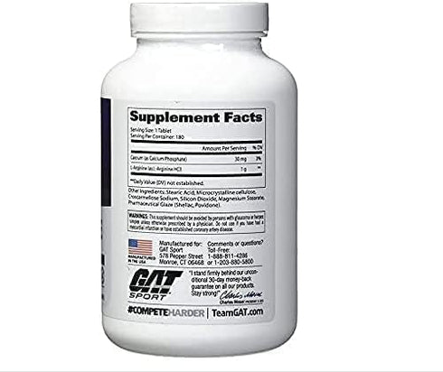 GAT Sport L-Arginine Tablets, 180 Count