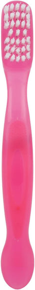 Double Sided Denture Cleaning Brush, Portable Plaque Removal Toothbrush for Home & Travel (Pink)