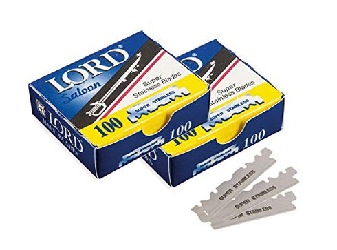 Stainless Steel Professional Barber Folding Straight Edge Razor Shavette Men's Shaving Kit with 200 Count Lord Single