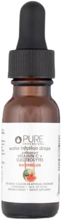Pure Inventions Antioxidant Vitamin C + Electrolytes - Watermelon Flavored Water Infusion Drops, No Sugar or Calories
