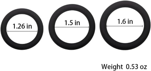 JESHVA Set 3 1.26-1.6 inch Silicone Penis Ring for Men, including Sizes (Black)