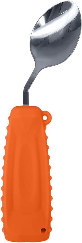 Adaptive Weighted Silverware Utensils, Angled Spoon for Hand Tremors, Non-Slip Easy Grip Handles for Eating