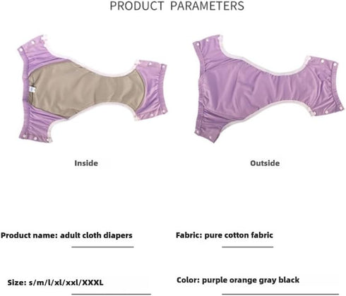 Reusable Cotton Adult Incontinence Diapers for Seniors Breathable, Leak-Proof, Washable Cloth Diapers, Absorbent Urine