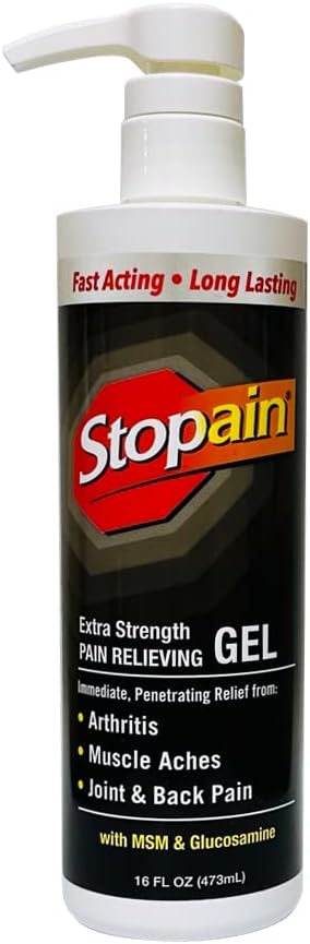 Stopain Pain Relief Gel 16oz - Max Strength Fast Acting with Menthol, MSM, Glucosamine for Joint, Back, Arthritis Pain,