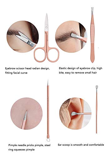 Manicure Set, 12 In 1 Stainless Steel Professional Pedicure Kit with Pink Leather Travel Case